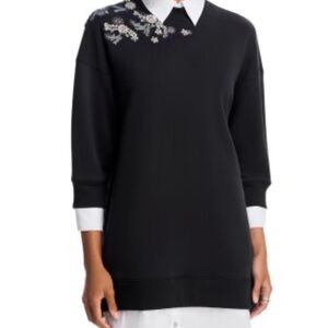 Cinq à Sept Black Mini Dress with White Accents